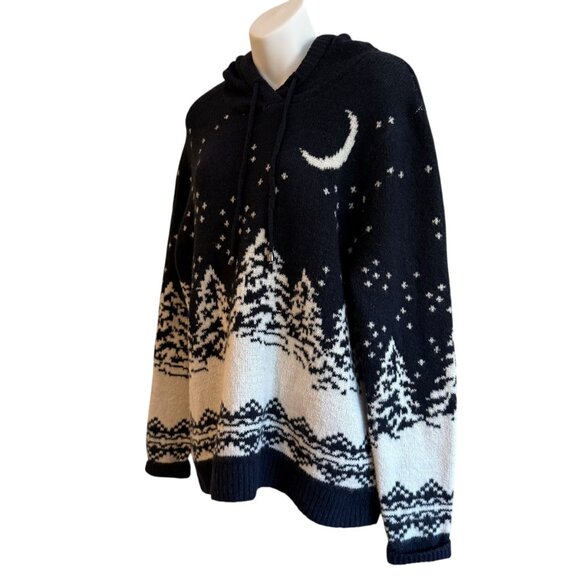 Cupcakes and Cashmere Moon & Snowy Pines Knit Hoodie | Size L - Picture 3 of 8